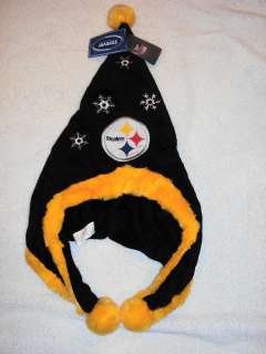   STEELERS Logo NFL Holiday Christmas XMAS Black Gold Snowflake Hat NEW