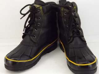 Womens black rubber leather insualted Duck Boots 6 M winter snow 