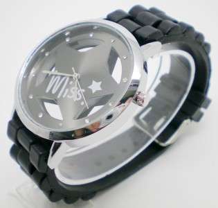 Black Star Design Quartz Men/Womens Fashion Sport Wrist Watch with 
