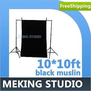   3M Solid Black Seamless Muslin Photography Backdrop Background  
