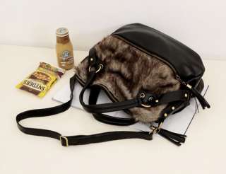 New Shagginess Womens Cross Body Bag Tassels Big Leather Tote Handbag 