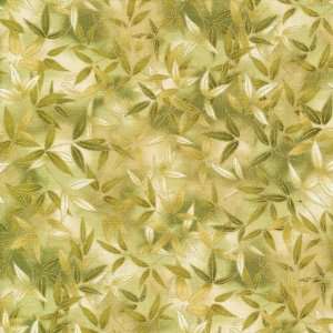   quilt fabric by Kaufman, Willow leaves blender with metallic accents