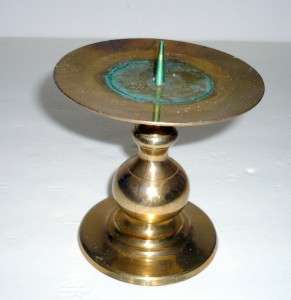 Solid BrassPillar Candle Holder w/Spike, Made in India  
