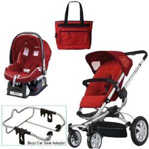Quinny Rebel Red Buzz 4 Travel System with Peg Perego Geranium Red Car 