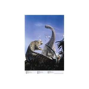  Brachiosaurus and Ceratosaurus Poster Laminated