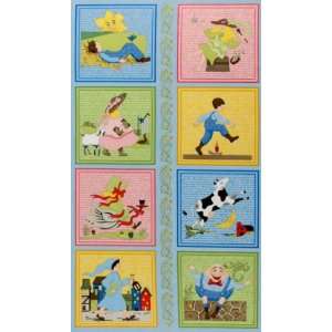  44 Wide Mother Goose & Friends Panel Blue Fabric By The 
