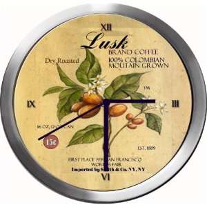 LUSK 14 Inch Coffee Metal Clock Quartz Movement  Kitchen 