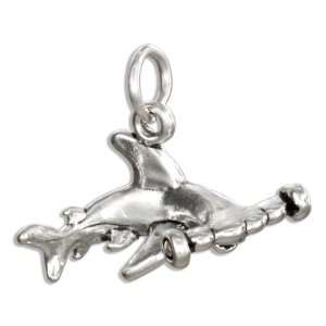  Sterling Silver 3D Hammer Head Shark Charm. Jewelry