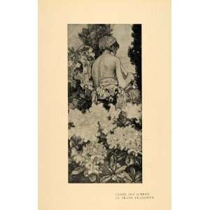  1899 Print Artist Frank Brangwyn Boy Garden Blossoms 
