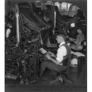 Operators working on linotype machines,Haddon Press,Camden,N.J.,New 