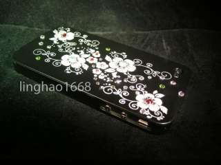 Deluxe Super Bling Swarovski Blossom Crystal Black Hard Case For 