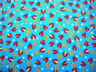 New Ladybug Fabric BTY Insect Bugs Blue  