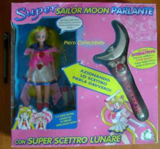 Super Sailor Moon Doll + Crescent Moon Wand Italian Talking Giochi 