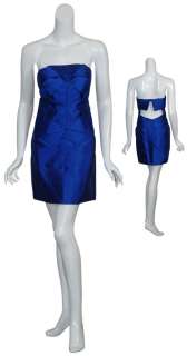 NICOLE MILLER Cobalt Blue Dupioni Silk Eve Dress 6 NEW  