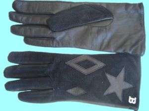 BLUMARINE ITALY Black Suede and Leather NEW Gloves 7.5  