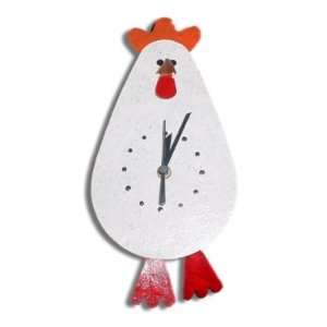  Chicken Wall Clock with One Foot Pendulum