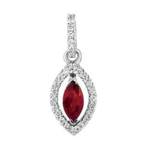  14k White Gold Ruby and Diamond Pendant   JewelryWeb 