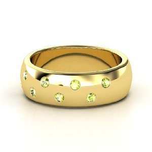  Evening Stars Band, 14K Yellow Gold Ring with Peridot 
