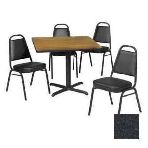 Square Table & Economy Stack Chair Set, Graphite Nebula Laminate Table 