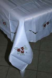72x108 Rectangular White Tablecloth Embroidered NEW  