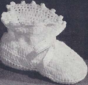 Vintage Crochet PATTERN Baby Booties Old Fashioned Shoe  