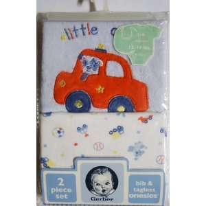   Piece Set Blue Bib & Tagless Onesies, Dog and Car   For 3 6 Mo. Baby