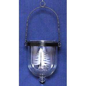  Individually Hand Etched Spruce Tree Glass Candle Lantern 