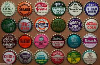 Soda pop bottle caps 24 ALL DIFFERENT cork lined Mix #3  