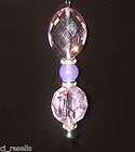 LIGHT LAMP CEILING FAN PULL FACETED DOUBLE OVAL PINK PURPLE GEMSTONE 