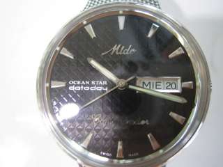MIDO SWISS MENS COMMANDER AUTOMATIC DATODAY 25 JEWELS STAINLESS MESH 