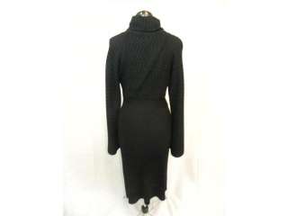 ADRIANNA PAPELL Black Knit Cozy Sweater Dress M  
