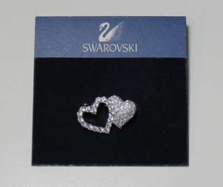 NEW SWAROVSKI SPECIAL COLLECTIBLE SILVER HEARTS PIN/BROOCH CLEAR 