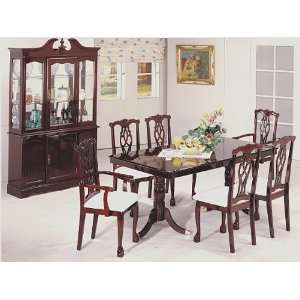  Wooden Dining Table with Leaf and 2 High Back Arm Chair and 4 High 