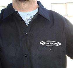 DICKIES Bud Light Beer Work Shirt New Short Sleeve Button Up BLACK 