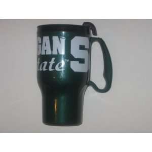 MICHIGAN STATE SPARTANS 16 oz. Thermal Hot / Cold TRAVEL MUG with Snap 