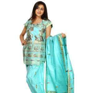  Aruba Bule Baluchari Salwar Kameez with Woven Myhtological 