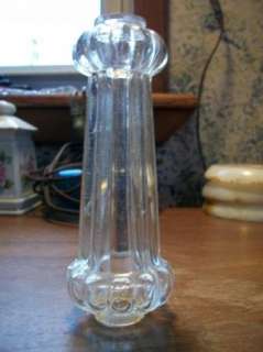Vtg. Clear Pressed Glass Ribbed Taper Lamp,Chandelier Break,Column 