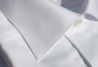 320 Hand Made in Italy Mens White French Dress Shirt  