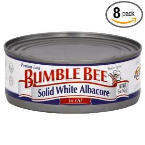Bumble Bee Sliced White Tuna, In Oil, Canned, 5 ounces (Pack of8)