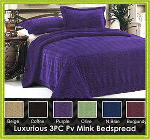 Colors 3 Pc Super Soft Micromink Sherpa Fur Throw Blanket Bedspread 