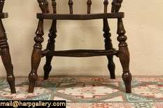 Pair English Oak Pub Chairs   Antique  