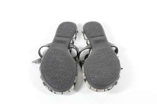   Black Gray Logo Signature Flower Sandals Summer Footwear Size 8  