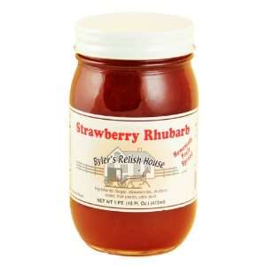 Bylers Relish House Homemade Amish Country Strawberry Rhubarb Jam 16 