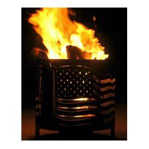   Fire Pit   Portable, Round, & Steel   American Flag Design Patio