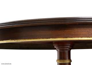 Custom Round Banded Flamed Mahogany Foyer Table with Gold Leafing 