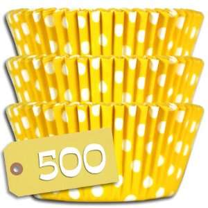  Yellow Polka Dot Baking Cups, Greaseproof 500 Pack 