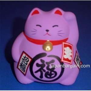    Lavender Ceramic Maneki Neko Lucky Cat #KT6 LC