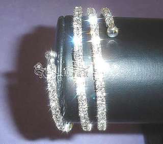 Lots 12Pcs 3Rows Stretchy Crystal Rhinestone Bracelets  