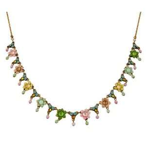 Fabulous Necklace by Michal Negrin Designed with Hand Painted Flowers 