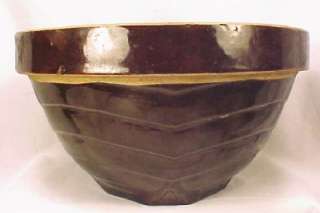 Vintage Brown Lead Glaze Pottery Nesting Mixing Bowl  